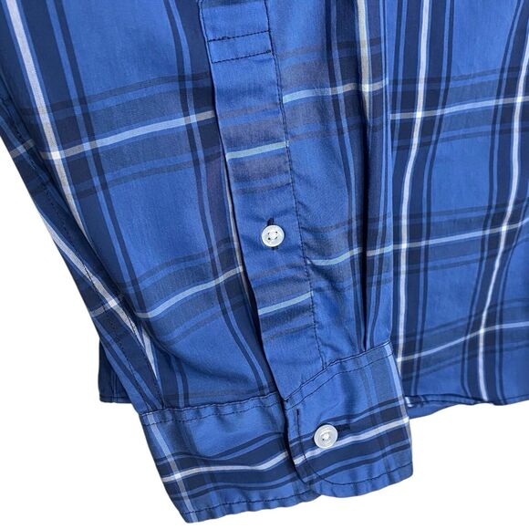 J Crew Offshore Performance Shirt Mens L Blue Plaid Button Down Preppy Casual - Picture 8 of 11